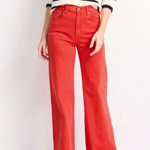Daze Denim Far Out High Rise Wide Leg Jean, Red. NWT